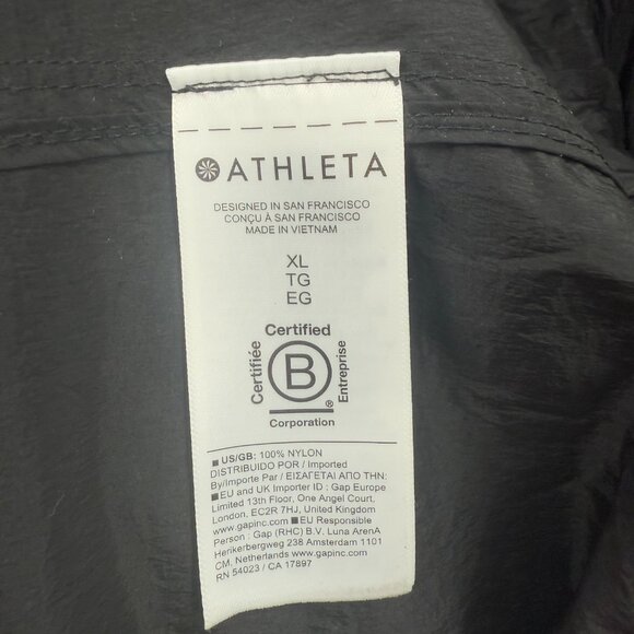Athleta Black hooded Longline Parka rain jacket full zip relaxed Light  sz XL - Picture 9 of 12